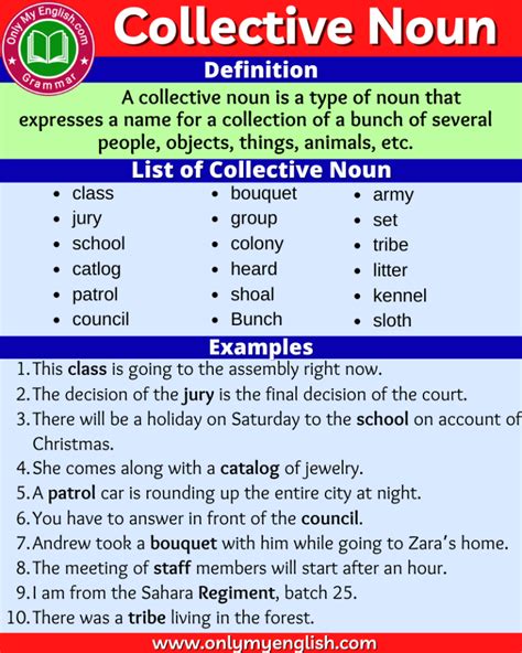 Collective Noun Definition Examples Sentences And List