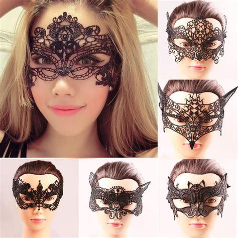Buy 10pcslot New Sexy Black Lace Hollow Mask Goggles