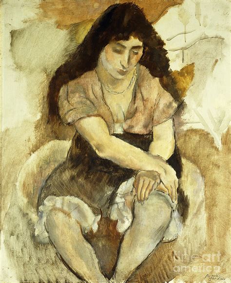 Young Woman Sitting Jeune Fille Assise 1921 Painting By Jules Pascin