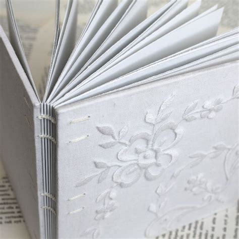White Embroidered Guest Book — Paperiaarre Book Making Bookbinding