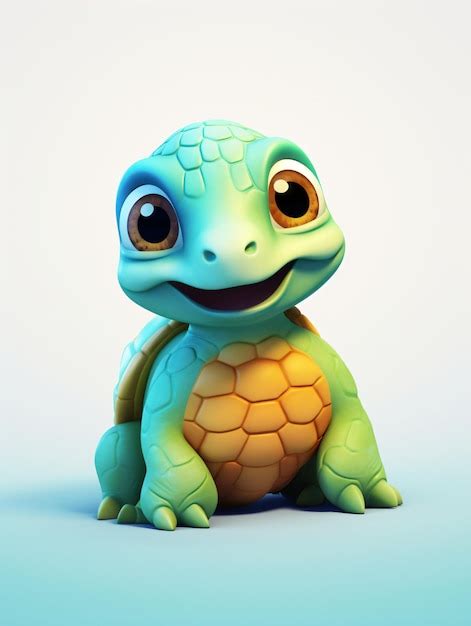 Premium Ai Image 3d Cute Turtle Character