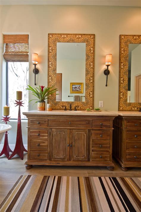 Southwestern Bathroom With Furniture Style Wood Vanities Hgtv