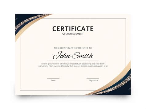 Certificado Horizontal De Diseño De Plantillas De Logros Vector Premium