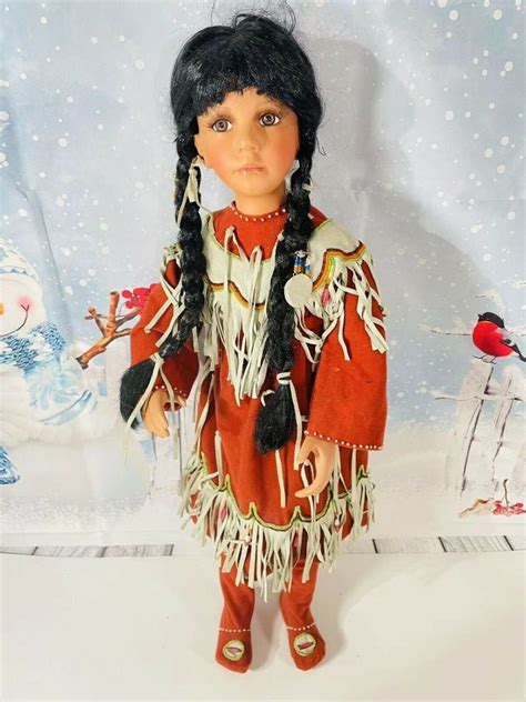 native american porcelain doll by artist linda mason jointed 25 collectible ebay in 2023
