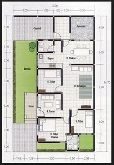 Rumah minimalis 6 x 12 meter dengan 3 kamar. Denah rumah 3 kamar tidur 1 mushola minimalis sederhana ...