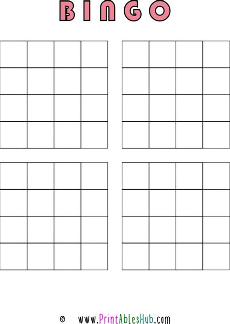 Free Printable Blank Bingo Cards Template Pdf 3x3 4x45x52 Per