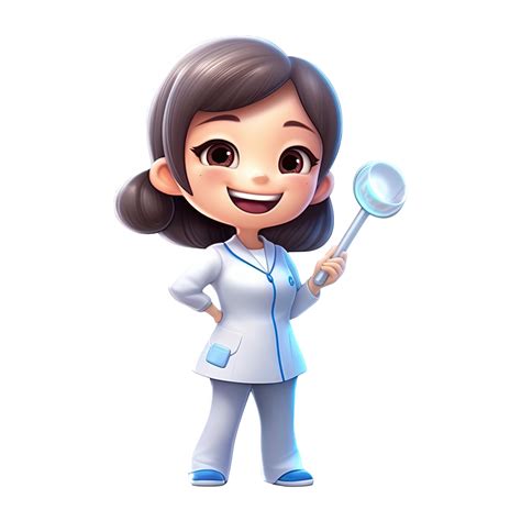 3D Cute Cartoon Dentist Character On Transparent Background Generative