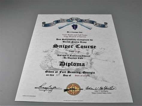 Us Army Sniper Course School Diploma Replacement Certificate Ebay