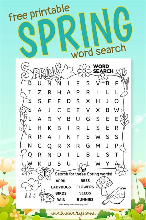 Spring Word Search Puzzle Free Printable Mrs Merry