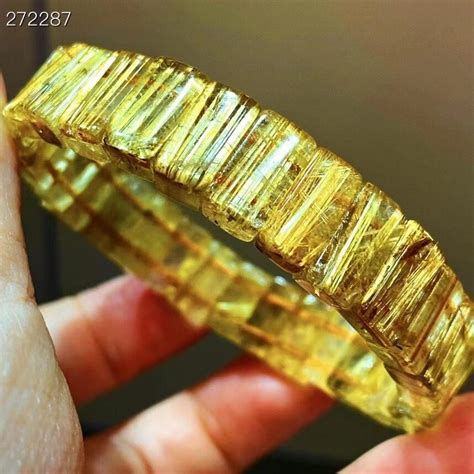 Natürliche Gold Rutilated Quarz Armband Armreif Brasilien Frau Männer