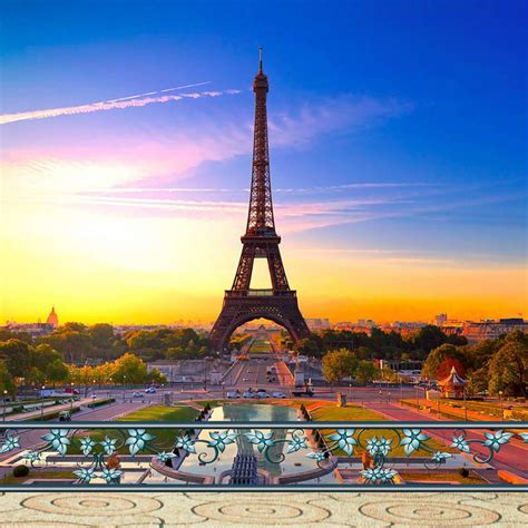 Paris Eiffel Tower Sunrise Sunset Photography Studio Backdrop