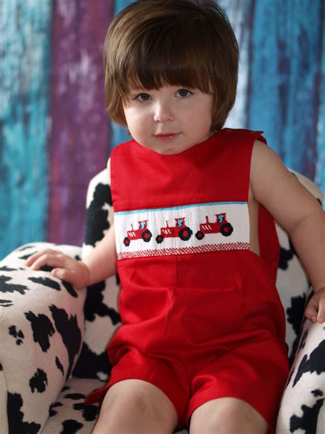 Boys Smocked Tractor Shortall Made In 100 Cotton Your Little Men Is