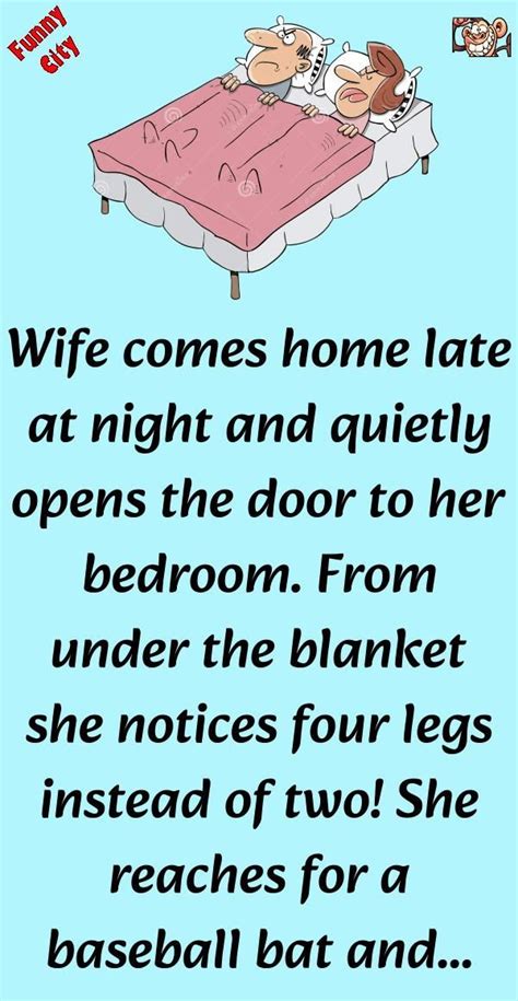 An Image Of A Woman Laying In Bed With The Captionwife Comes Home Late