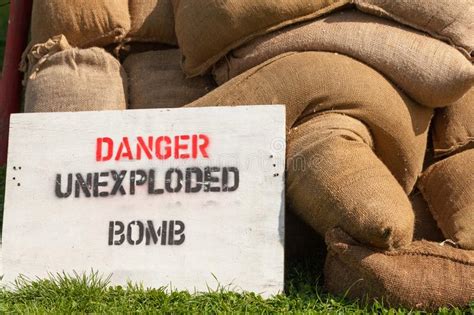 Unexploded Bomb Sign Stock Photo Image Of Danger Caution