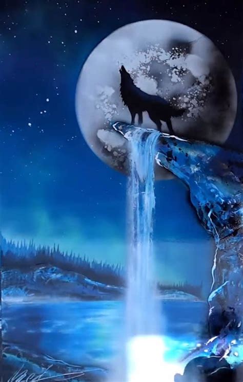 Howling Wolf On The Moonligh Moonlight Painting Wolf Art Fantasy