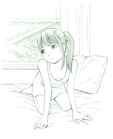 Yoshitomi Akihito Original 1girl All Fours Barefoot Bed