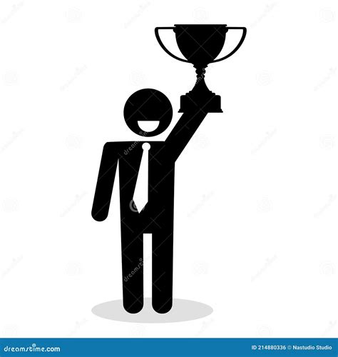 The Silhouette Of A Businessman Holding A Trophy Vector Stock Vector