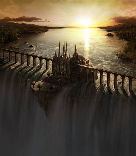 Fantasy Castle Waterfall Fantasy Landscape Fantasy Castle Waterfall
