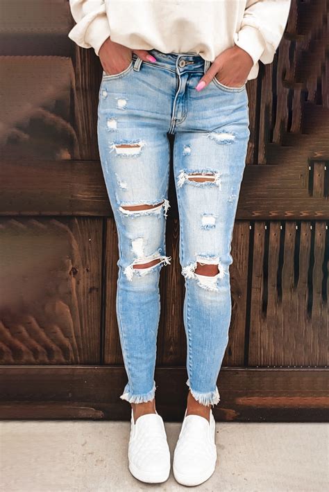 Us 1497 Light Blue Washed Ripped Jeans