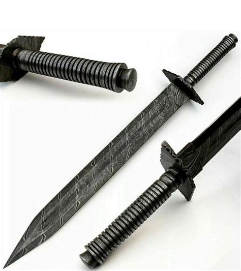 Custom Handmade Damascus Steel Amazing Hunting Sword With Pure Damascus