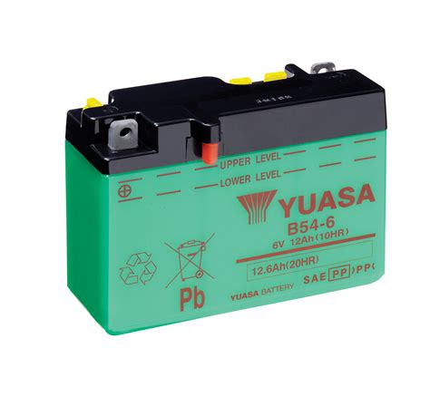 Motorcycle batteries provide a burst of energy to the engine so the motorcycle can start and run. Yuasa Conventional B54-6 Motorcycle Battery 6Volt 12Ah ...