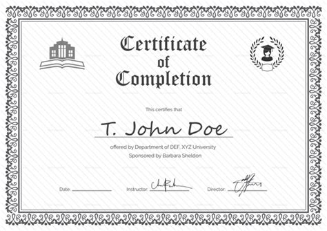Eps Certificate Of Completion Design Template In Psd Word