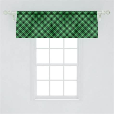 Ambesonne Plaid Window Valance Diagonal Tartan Vibrant Green Color