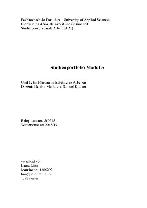 Modul 51 Einführung In ästhetische Arbeiten Fachhochschule Frankfurt University Of Applied
