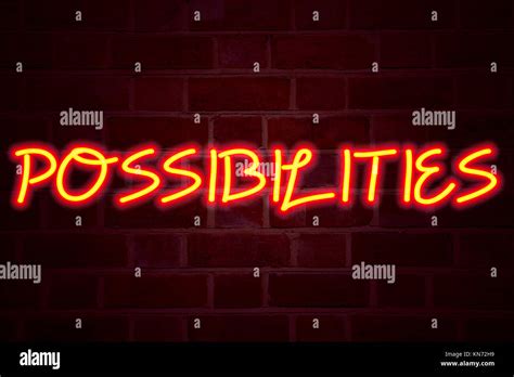 Possibilities Neon Sign On Brick Wall Background Fluorescent Neon Tube Sign On Brickwork