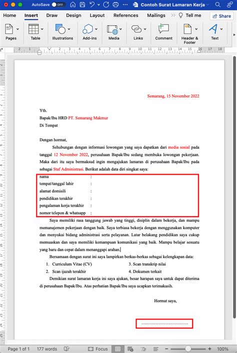 Download Contoh Surat Lamaran Kerja Word Docx Farazinux