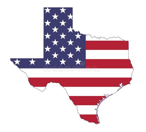 Texas Map In Vector With Outline American Flag Background On Texas Map