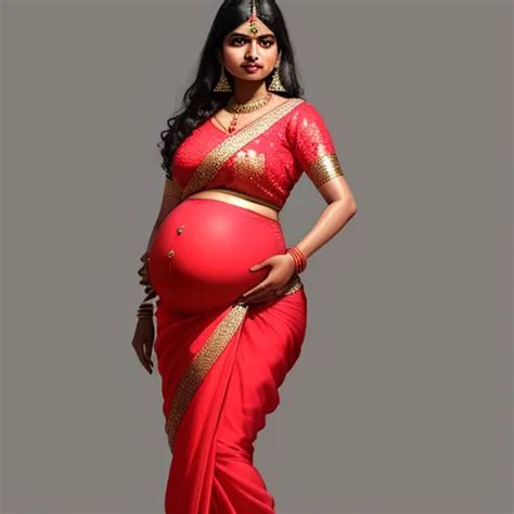 P Images Pregnant Indian Women In Tight Saree With One