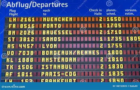 Airport Flight Information Displayed On Departure Board Flight Status