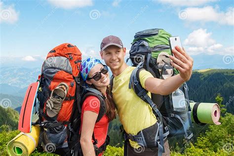 Hikers Make Selfie Stock Image Image Of Self Adult 76301997