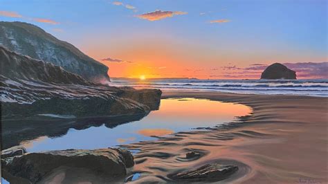 Trebarwith Strand Sunset Ii Vincent Basham Seascape Artist Cornwall