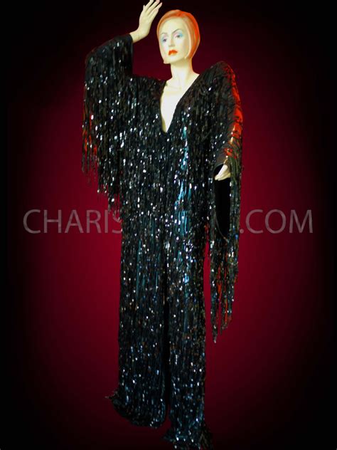 Black Sparkling Sequin Shiny Fringe Drag Queen Cover Up Gown