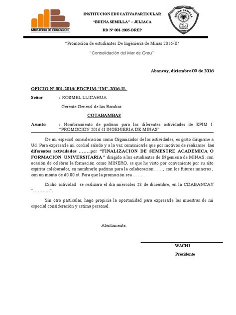 230174663 Oficio Para Nombrar Padrino Perú