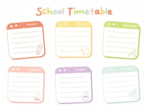 Premium Vector Cute School Timetable Weekly Schedule Template