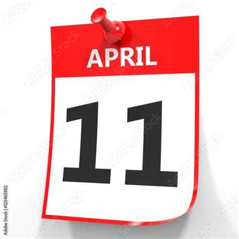 April 11 Calendar On White Background Stock Photo And Royalty Free
