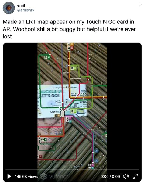 Perasan benda ni kat lrt wangsa maju tadi. M'sian Techie Creates AR Rapid KL LRT Map On Touch 'N Go Card