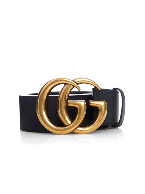 Gucci Gg Logo Leather Belt In Black Lyst