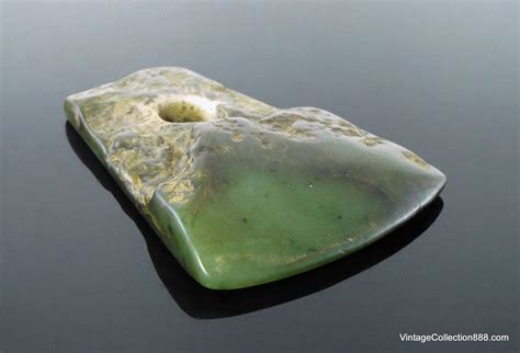 Ancient Chinese Jade Ax Hongshan Axe Head In Green Nephrite Chinese