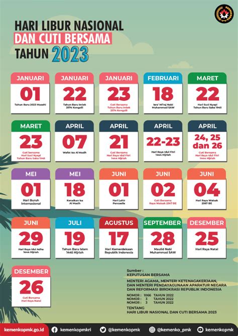Cek Kalender Hari Libur Nasional Dan Cuti Bersama Tahun 2023 Masehi