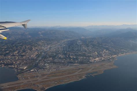 French Riviera And The Nice Airport From Height Of Flight Of The Stock