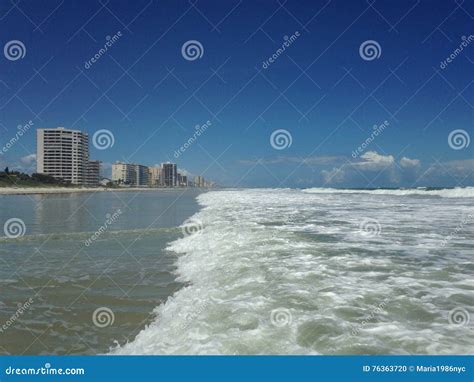 Big Waves With Foam Rolling On Daytona Beach At Daytona Beach Shores