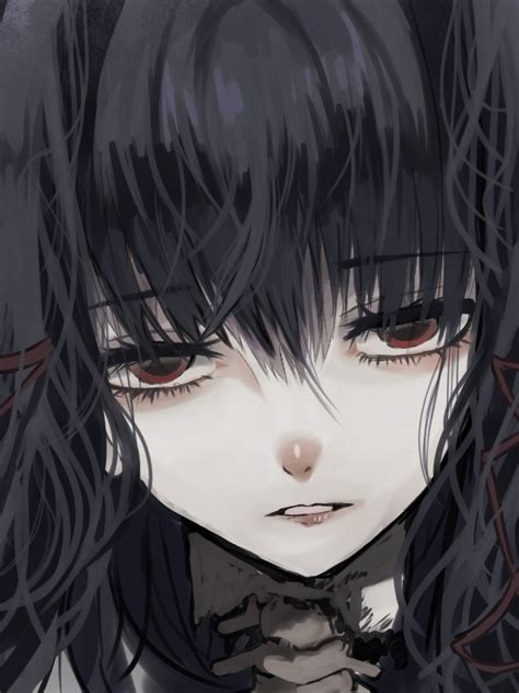 Download 768x1024 Anime Girl Gothic Close Up Depressed