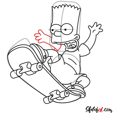 How To Draw Bart Simpson On A Skateboard Sketchok