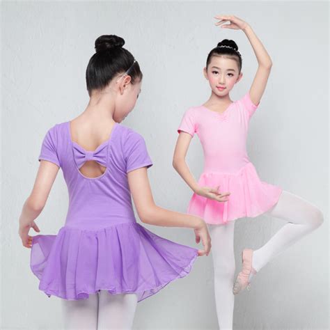 Ballet Dress Short Sleeve Ballet Leotard Girls Kids Cotton Dancewear