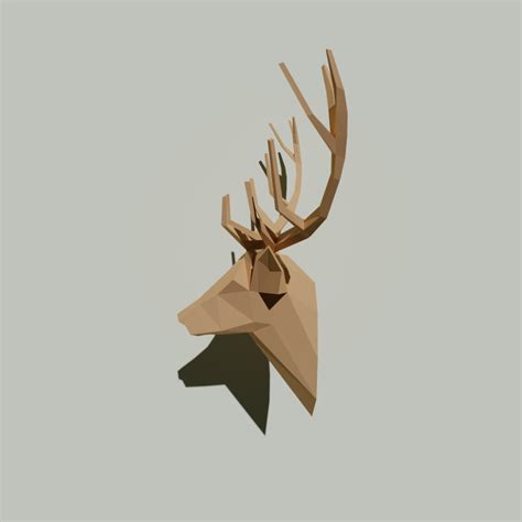 Deer Head Papercraft Printable Paper Deer Template 3d Etsy