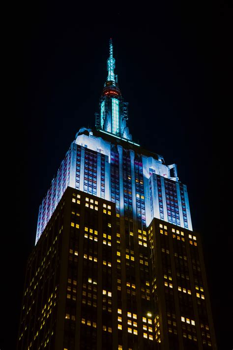 Empire State Building Lights Illuminated In New York Liberty Colors